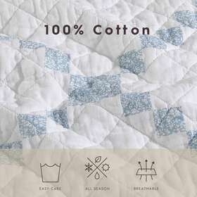 Ushsgr1232629 Laura Ashley 1-piece Cotton Full/queen Quilt 90 Inch Lx90 W In Blue N White Finish