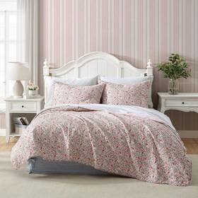 Ushsgr1252404 Laura Ashley Quilts Twin Cotton Floral Polyester Glam Tufted Soft Graphic Pink