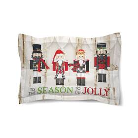 Laural Home 810054564522 Nutcracker Christmas Standard Sham Off- White
