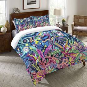 Laural Home 810054564553 Underwater City Life Queen Comforter White Full -