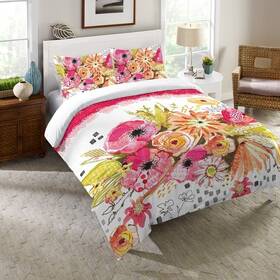 Laural Home 810054564614 Peachy Blossoms King Comforter Pink