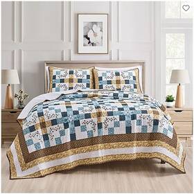 Laurel Manor 734737725188 Mariela Quilt Blue/brown - Full/queen New