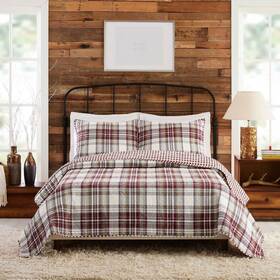 84235431 Laurel & Mayfair 3pc Full/queen Camden Plaid Quilt Set Red/gray/cream - And