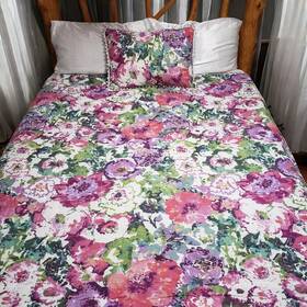 Pl-01 Lauren Conrad Watercolor Floral Twin X-long Quilt And Sham Set Bed Cover 69 X 95 Inch