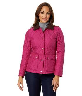 18021-z3 Lauren Ralph Sz Large Barn Quilt Patch Pockets Fuchsia Berry Lg