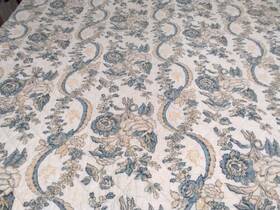 00003665 Lauren Ralph #41381 Quilted Bedspread King Size Blues Tan Plaid 86 Inch X102 Nice