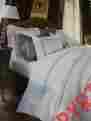 Laurier-queen-100 Yves Delorme Cotton White Grey Trim Coverlet-nwt