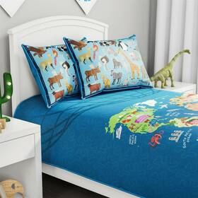 Lavish Home 194189521958 Twin Xl World Map Comforter Set 2 Pillow Shams With Animals Kids Bedding