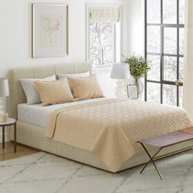 66-001-tn Lavish Home Embossed Diamond Quilt Bedding Set Bedspread And Pillow Shams Natural