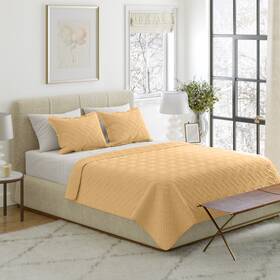 66-001-ty Lavish Home Embossed Diamond Quilt Bedding Set Bedspread And Pillow Shams Yellow