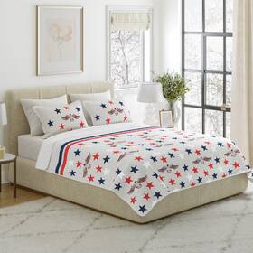 66-002-prt-sk Lavish Home Patriotic Star Quilt Bedding Set Bedspread And Pillow Shams Stars