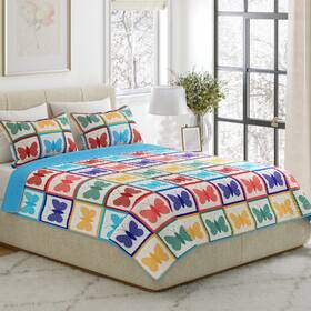 66-003-prt-bk Lavish Home Butterfly Colorful Quilt Bedding Set Bedspread With Pillow Shams