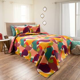 66-10064-k Lavish Home Abstract Paisley Bubbles Bright Quilted Blanket King Size