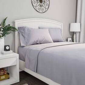 66-mf75s-f-sil Lavish Home Silver Brushed Microfiber Set-4 Piece Bed Linens-fitted And Flat Sheets