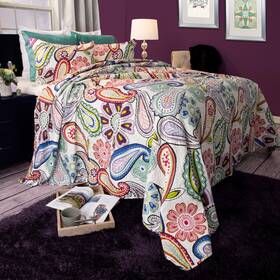 Lavish Home 886511776951 Lizzie Quilt Set Twin Multi-color