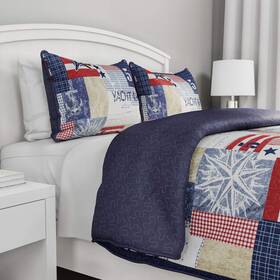 Lavish Home 886511993136 3-piece Quilt Set - Full/queen Bedding With Nautical Americana Patchwork Pr Inch