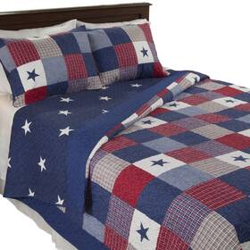 66000027 Lavish Home Collection Twin 2-piece Patriotic Americana Stars Patchwork Quilt Set