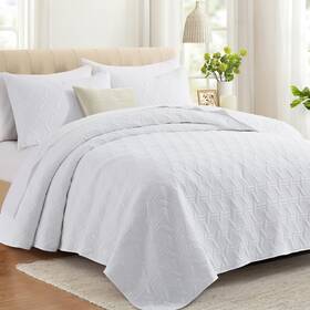 Ls-qt01-qw Lavsiry White Quilt Full/queen Size Bedding Set Summer Thin Microfiber Quilte