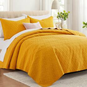 Ls-qt01-qy Lavsiry Queen Mustard Quilt Bedding Set Summer Lightweight Full Size Yellow Basket Pa