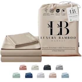 Lb Luxury Bamboo Market 724994001873 Queen Size Bed Sheet Set 100% Viscose Made From Bamb