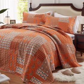 Qs013 Leaonme Quilt Set Full/queen Size 3 Piece Bedspread Coverlet Lightweight Comforter Mi