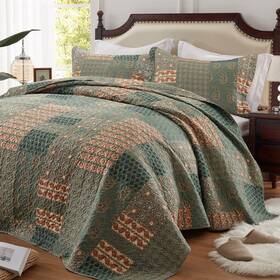 Qs016 Leaonme Quilt Set King Size 3 Piece Bedspread Lightweight Microfiber Floral P