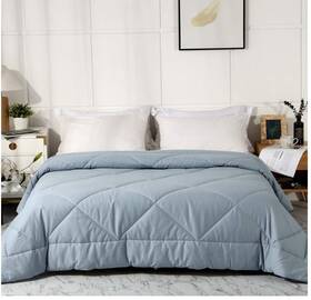 Lfp86d Leisurely Collection Uncompressed Quilt 100% Cotton Filled Full/queen Grey/blue