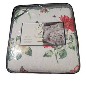 Lenox 801418203089 Butterfly Meadow Christmas 3 Piece King Size Quilt Set With 2 Shams New