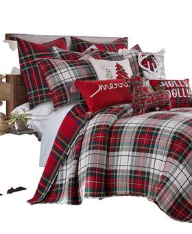 169b98292a7a33 Levtex Home Cotton Spencer Plaid Reversible Quilt Red Mutli King / Cal