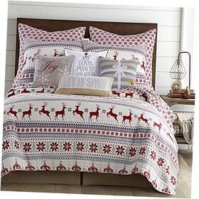Levtex 190945005496 Silent Night Quilt Set -/cal Holiday 106x92 And Two Pillow King Grey