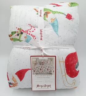Levtex 190945161727 Home Merry And Bright Gnome For The Holidays Full/queen Quilt 88 Inch X92