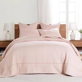 14860n Levtex Home Cross Stitch Blush Bedspread Set Queen Quilted Two Standard Shams
