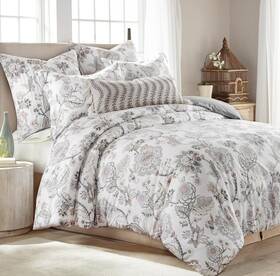 Levtex Home 190004000080 Ophelia Blush Reversible King Duvet Cover Set Floral Grey