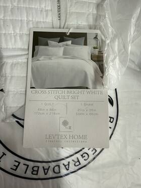 Levtex Home 190945049513 2 Piece - Cross Stitch Quilt Set 100% Cotton Twin/twin Xl