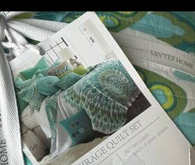 Levtex Home 190945074270 Mirage Teal Quilt Set Twin/cal Twin One Pillow Sham