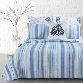 Levtex Home 190945086334 Copa Cabana 3 Pieces Full/queen Quilt Set Color Blue/green White New