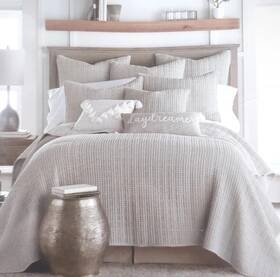 Levtex Home 190945117281 Mills Waffle Quilt In Gray 3-piece King And Sham Set New