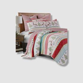 Levtex Home 190945122230 White Comet And Cupid Folk Christmas Quilted Quilt King