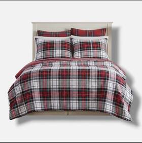 Levtex Home 190945122476 White Plaid Spencer Reversible Quilt King