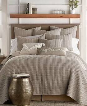 Levtex Home 190945137371 Mills Waffle Taupe Queen Bedspread Set Pillow Shams Cotton