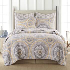 Levtex Home 190945143693 Luiza Ochre Quilt Set - Full/queen Two Standard Pillow Shams Medallions