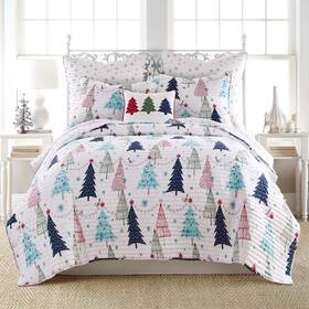 Levtex Home 190945161598 Merry And Bright Collecion - White Pine Quilt Set King/cal King Holiday