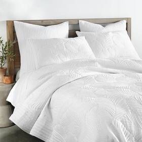 Levtex Home 190945171627 Birch Hill Belgrade Velvet White 3-pc. King / Cal Quilt Set