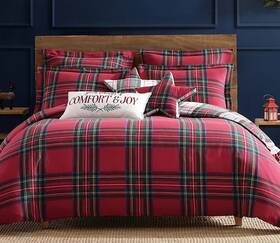 Levtex Home 190945172044 Spencer Plaid Flannel Duvet Cover Set Red With Shams
