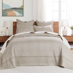 Levtex Home 190945173461 Cross Stitch Taupe Bedspread Set - King Quilted And Two Sham