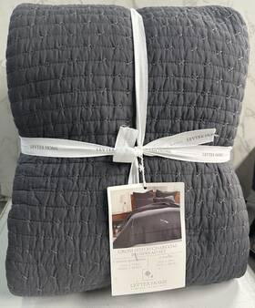 Levtex Home 190945173539 Cross Stitch Charcoal Bedspread 3 Pc Set Queen Size