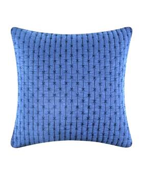 Levtex Home 190945181954 Chambray Blue Cross Stitch Square Pillow 18x18 Down Fill Nwt Cottagecore