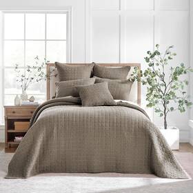 Levtex Home 190945183163 Mills Waffle - King Quilted Bedspread Set Cocoa Cotton
