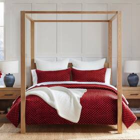 Levtex Home 190945184856 - Cross Stitch Velvet Red Quilt Set Twin One Standard P
