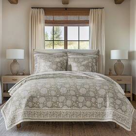 H2667 Levtex Home 190945190062 Quilt Set With Shams Adare Taupe Full/queen